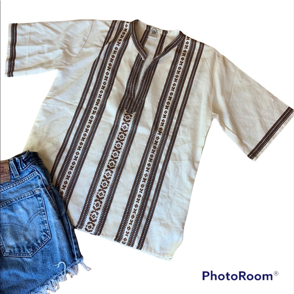 BOHO Hippie Surfer Tunic Top 70s Vintage ethnic Guatemalan Peruvian Vibe